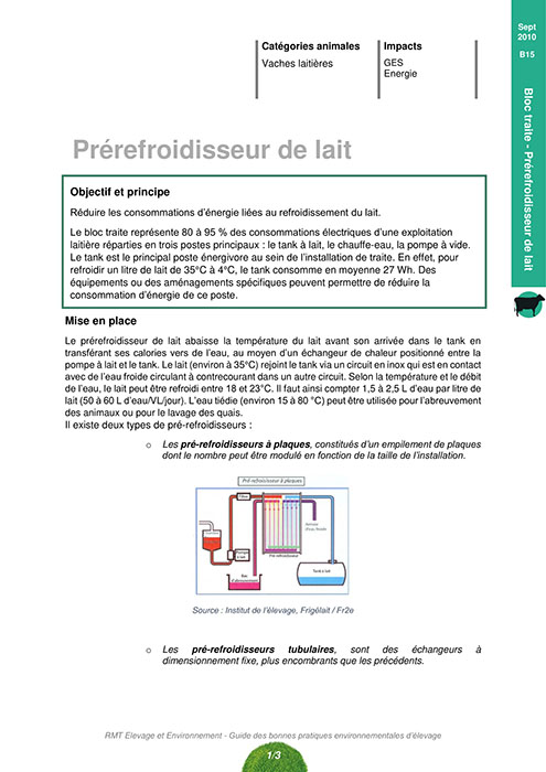 Prérefroidisseur de lait