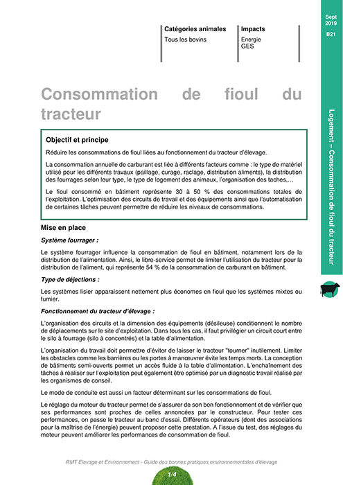 Consommation de fioul du tracteur