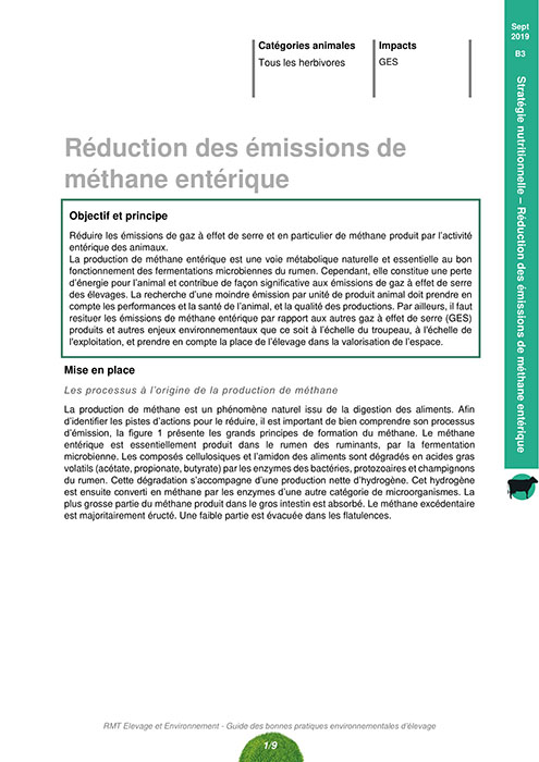 Réduction de la production de méthane entérique