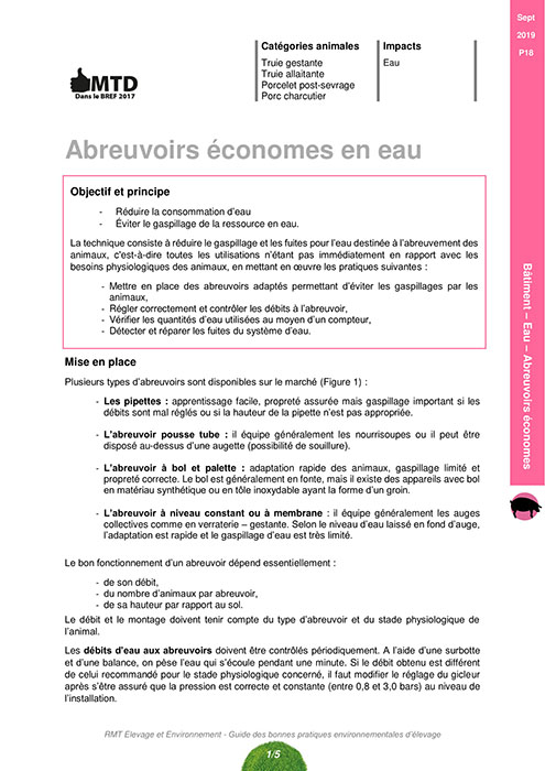 Abreuvoirs économes en eau