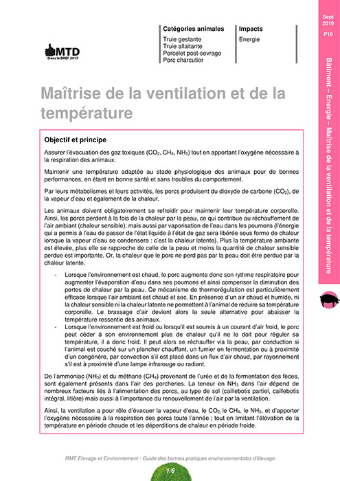 Maîtrise de la ventilation et de la température en porcherie