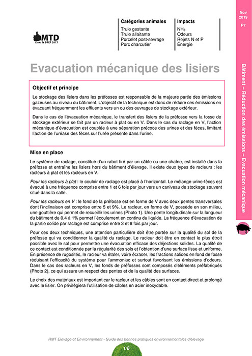 Logement avec sol en caillebotis avec un système d'évacuation mécanique des déjections