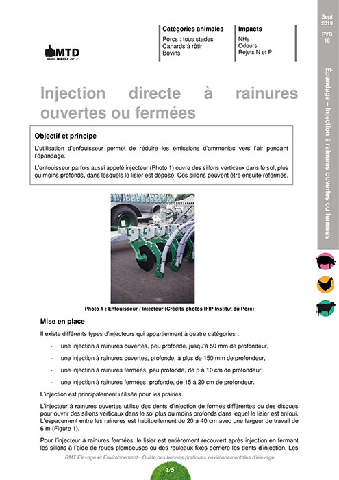 Injection directe à rainures ouvertes ou fermées, injection plus ou moins profonde
