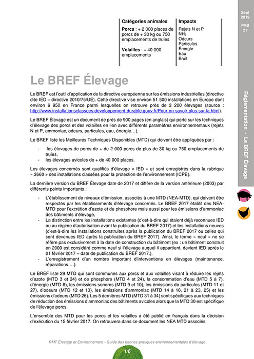 Le BREF Elevage