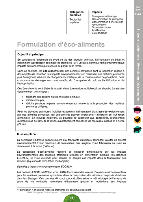 Formulation d’éco-aliments 