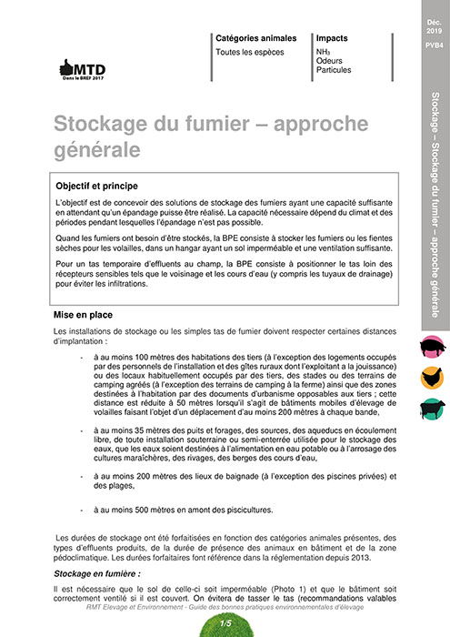 Stockage du fumier – Approche générale