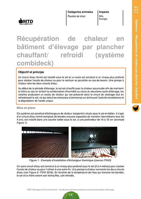 Récupération de chaleur en bâtiment d'élevage par plancher chauffant/refroidi (système combideck)