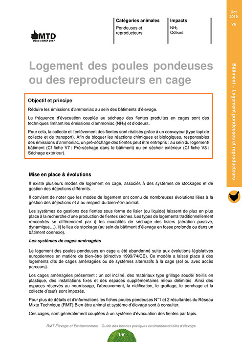 Logement des poules pondeuses ou des reproducteurs en cages