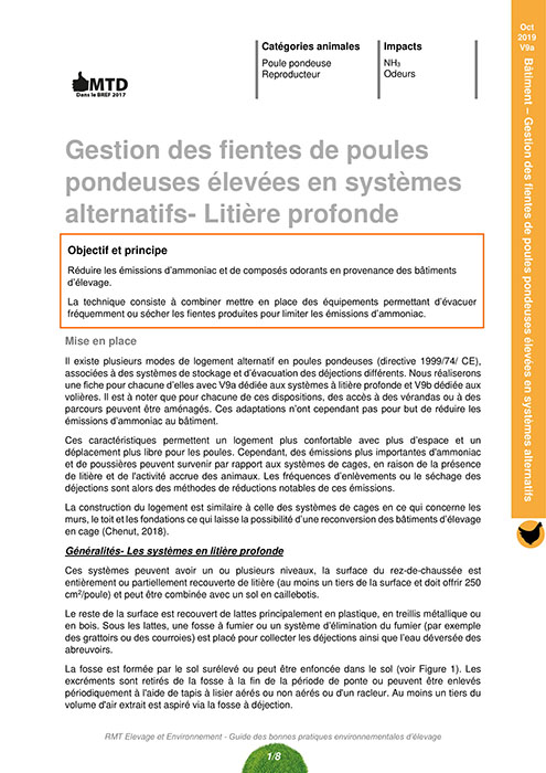 Gestion des fientes de poules pondeuses élevées en systèmes alternatifs - Litière profonde